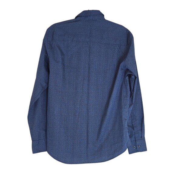 Robert Barakett Mens Long Sleeve Button-Down Shirt Size M Blue Microprint 100% C - Picture 5 of 9